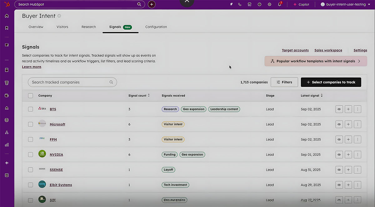 Buyer Intent Dashboard