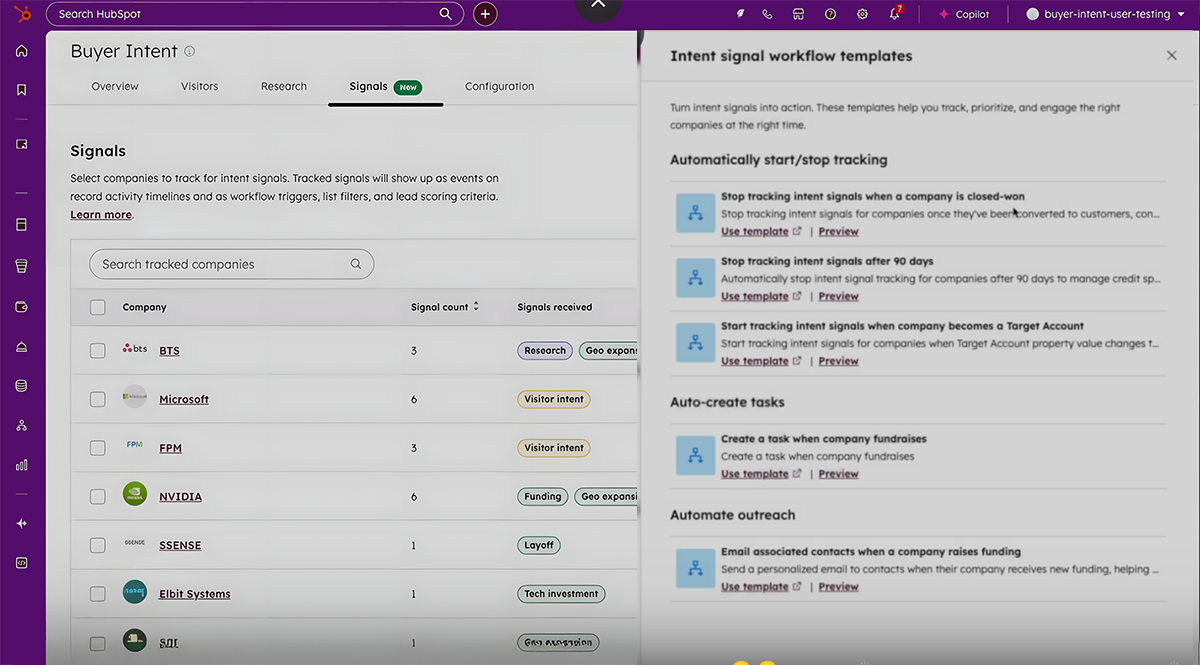 Hubspot Workflow for Buyer Intent